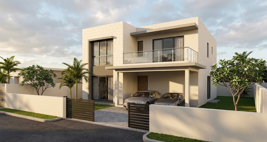 Artist's impression of a two-storey G+1 family villa on a standard plot at Résidence Petit Bois